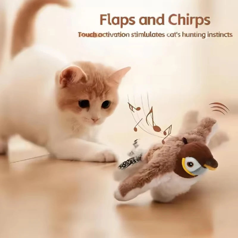 Interactive Chirping Bird Plush Toy for Cats and Dogs