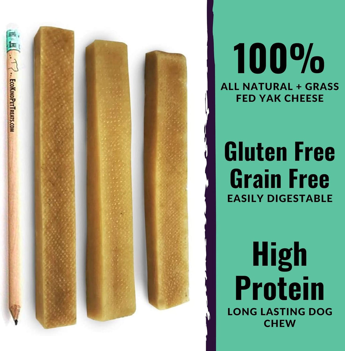 EcoKind Himalayan Yak Cheese Dog Chew | All Natural Premium Dog Treats, Healthy & Safe for Dogs, Long Lasting, Treats for Dogs, Easily Digestible, for All Breeds & Sizes (Large, 4-Pack)