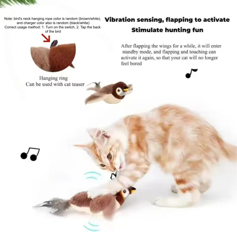 Interactive Chirping Bird Plush Toy for Cats and Dogs