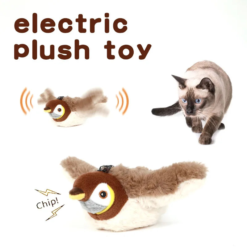 Interactive Chirping Bird Plush Toy for Cats and Dogs