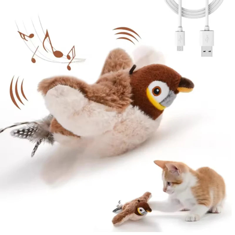 Interactive Chirping Bird Plush Toy for Cats and Dogs