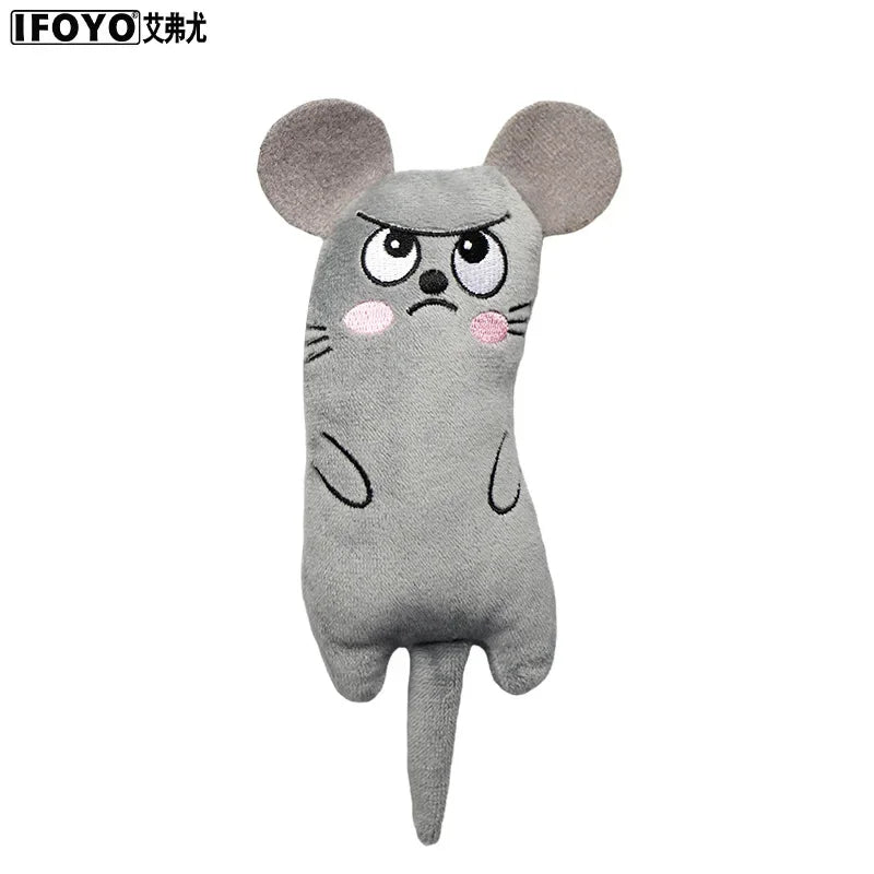 Gray Color Plush Catnip Chew Toy For Cats – Soft Bite & Teeth Care