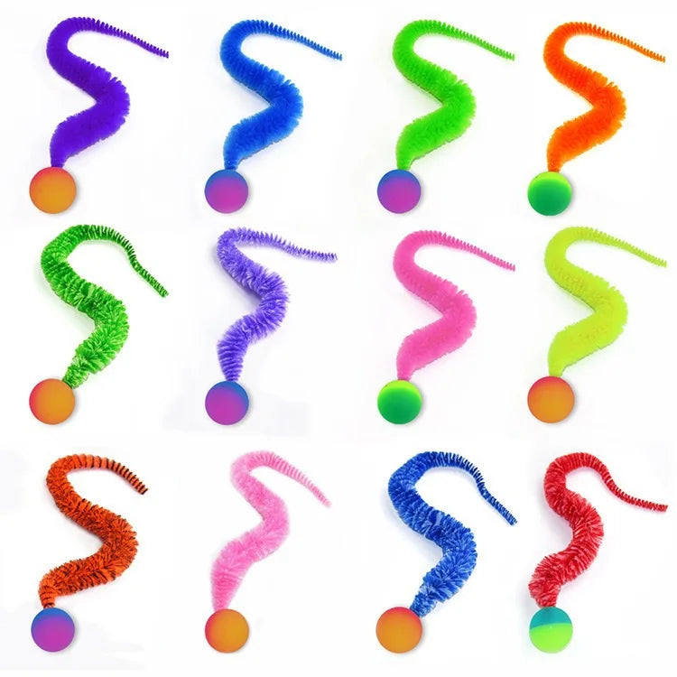 two-color Color Interactive Cat Ball Toy With Wiggly Worm Tail