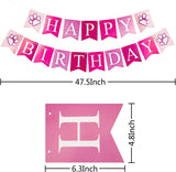 Dog Birthday Party Supplies Bandana Hat Banner Set Boy Girl Cute Bow Tie Scarf Dog Birthday Decorations (Pink，Dog Girl)